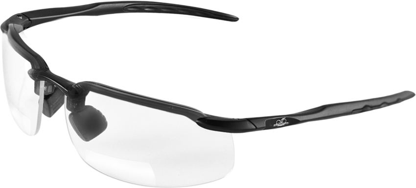 Swordfish® Clear 1.5 Diopter Bifocal Reader Style Lens, Matte Black Frame Safety Glasses