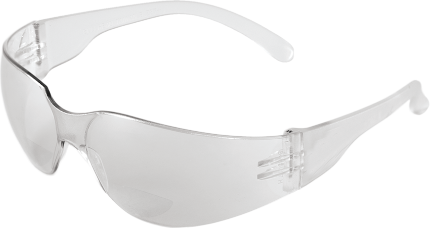 Torrent™ Clear 1.0 Diopter Bifocal Reader Style Lens, Frosted Clear Frame Safety Glasses