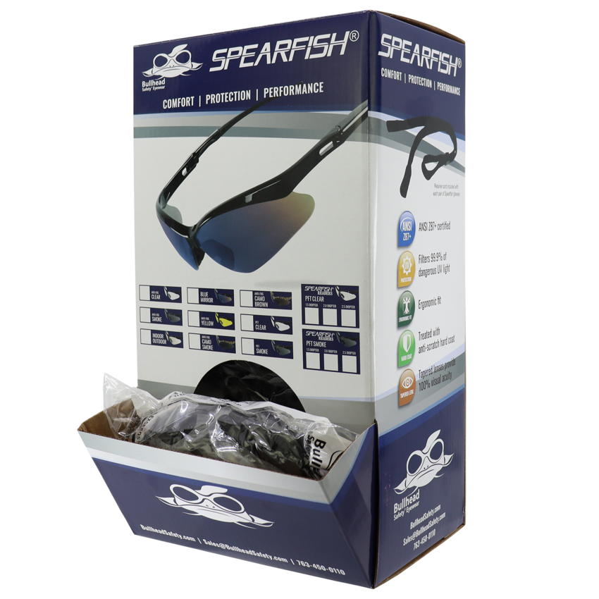Spearfish® Smoke Lens, Shiny Black Frame Safety Glasses