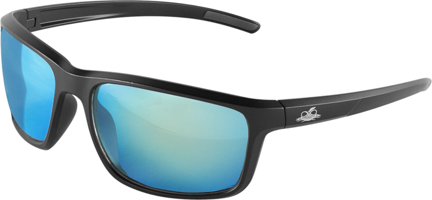 Pompano™ Ice Blue Mirror Performance Fog Technology Polarized Lens, Matte Black Frame Safety Glasses