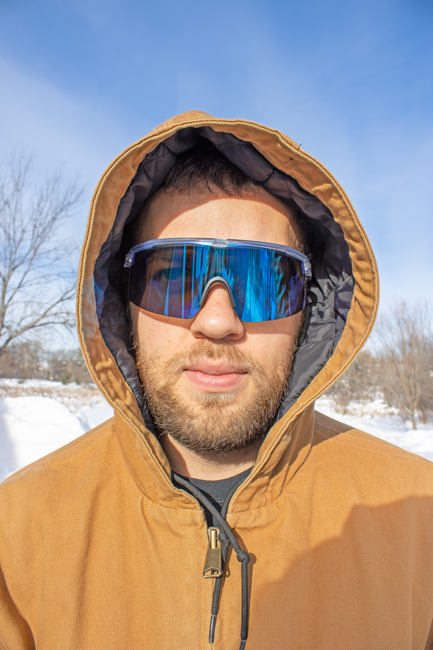 Whipray™ Blue Mirror Performance Fog Technology Polarized Lens, Silver Inlay Frame Safety Glasses