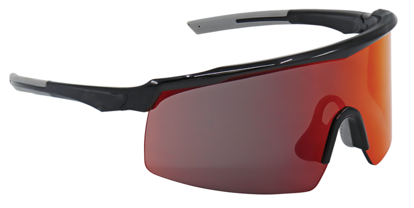 Whipray™ Red Mirror Performance Fog Technology Lens, Shiny Black Frame Safety Glasses