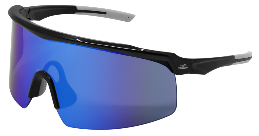 Whipray™ Blue Mirror Anti-Fog Lens, Shiny Black Frame Safety Glasses