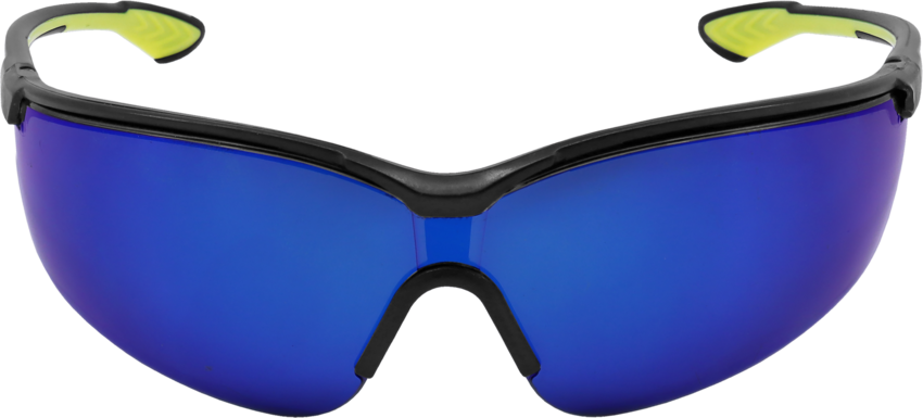 Chromis&trade; Blue Mirror Anti-Fog Lens, Shiny Black Frame Safety Glasses