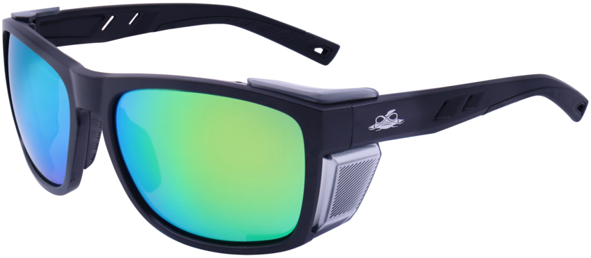 Knifejaw&trade; Green Mirror Performance Fog Technology Lens, Matte Black Safety Glasses