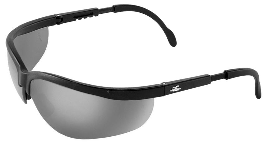 Picuda® Silver Mirror Lens, Matte Black Frame Safety Glasses
