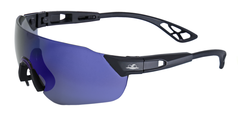 Tetra™ Blue Mirror Anti-Fog Lens, Matte Black Frame Safety Glasses