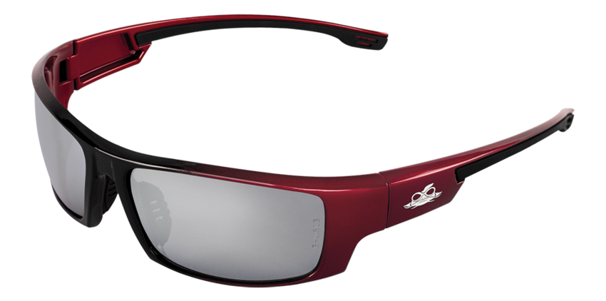 Dorado® Silver Mirror Lens, Red to Black Frame Safety Glasses