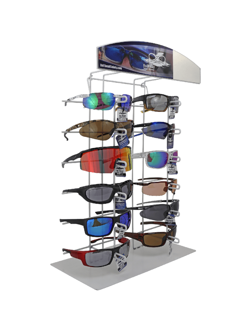 Bullhead Safety&reg; Eyewear Multi-Purpose One-Sided 12-Piece Eyewear Display