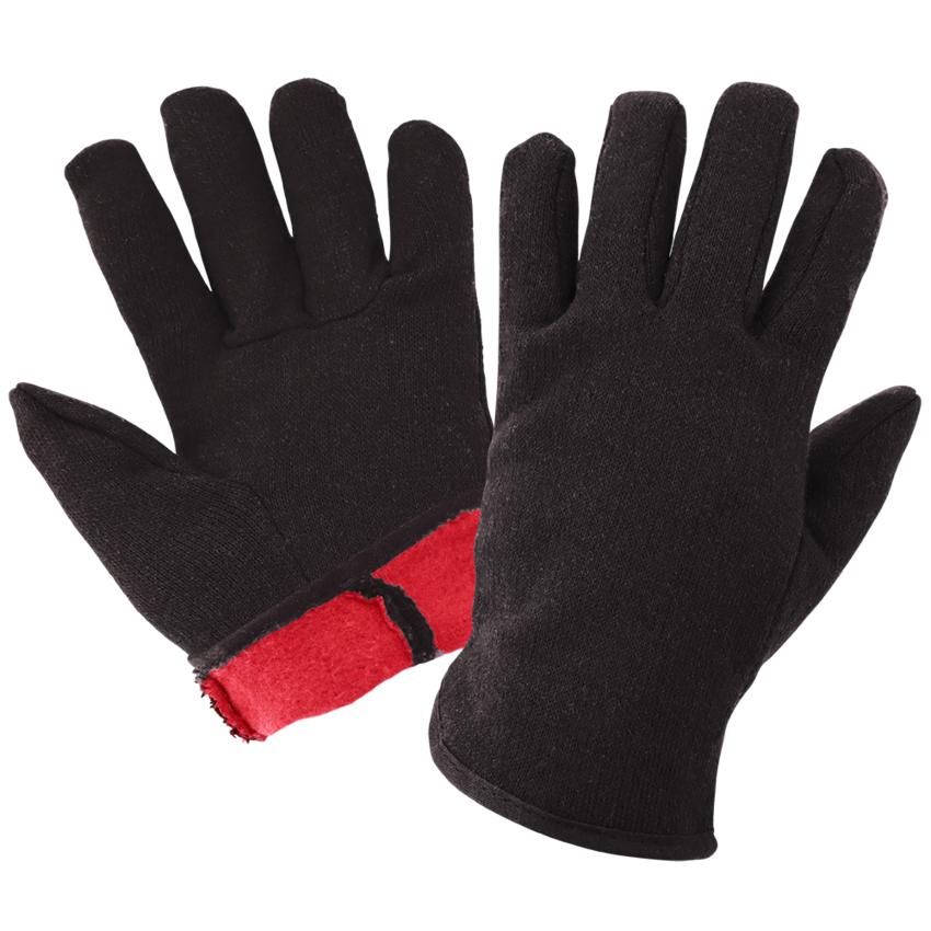 Red Fleece-Lined Jersey Chore Gloves