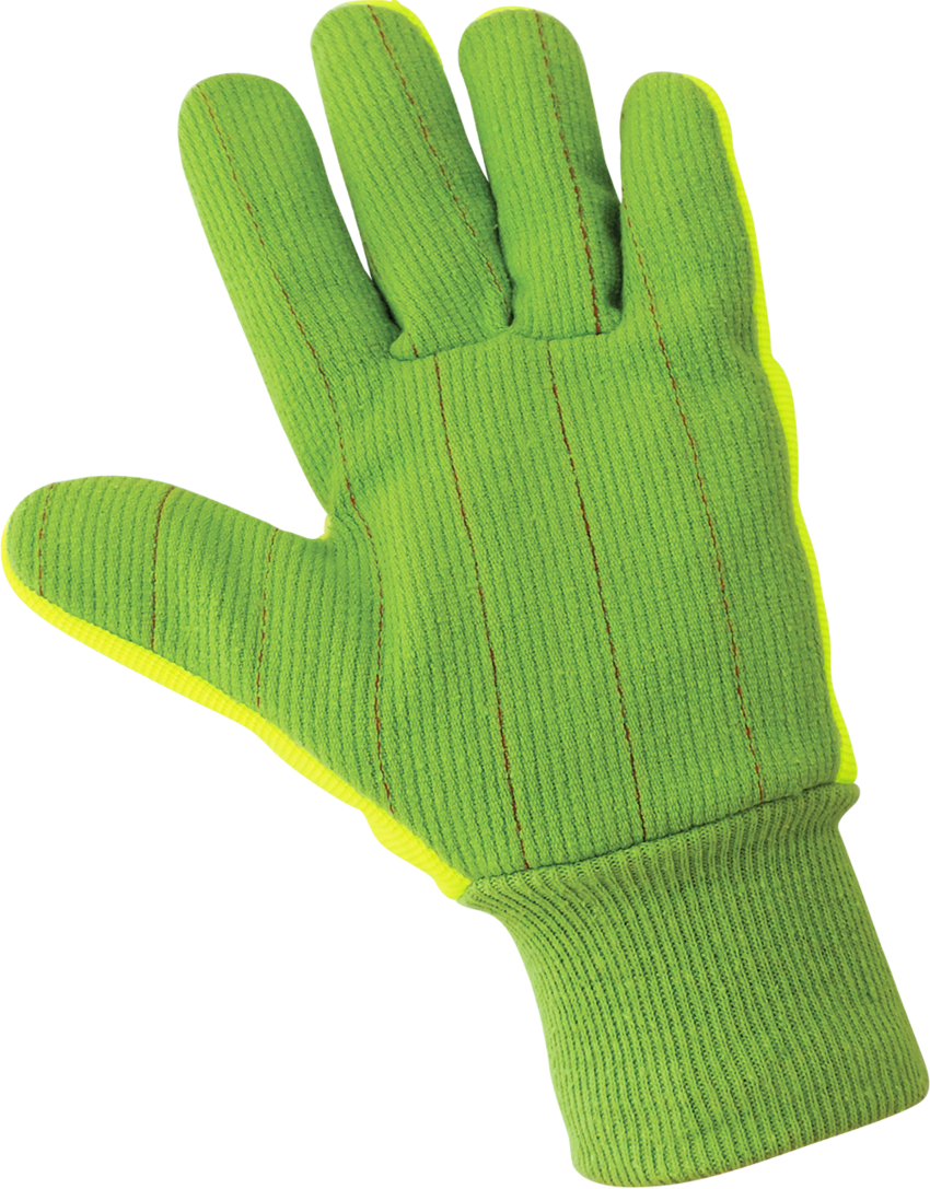 High-Visibility Yellow/Green Cotton/Polyester Corded Gloves with Impact Protection