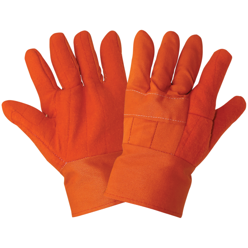 High-Visibility Orange Two-Layer Cotton Hot Mill Gloves - LIMITED STOCK