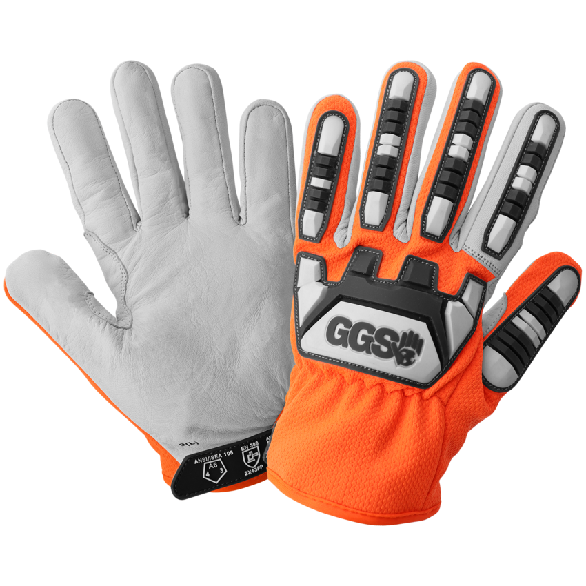 High-Visibility Cut and Impact Resistant Mechanics Style Tuffalene&reg; Gloves with Goatskin Palm