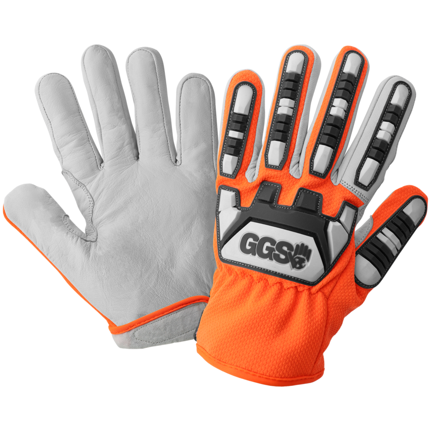 High-Visibility Cut and Impact Resistant Mechanics Style Tuffalene&reg; Gloves with Goatskin Palm