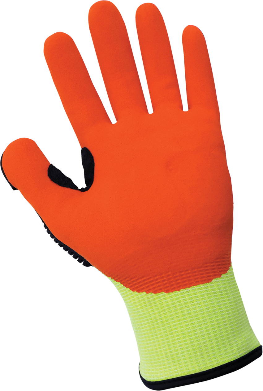 Vise Gripster® C.I.A. Cut, Abrasion, Puncture, and Impact Resistant Mach Finish Nitrile-Coated Palm High-Visibility Gloves