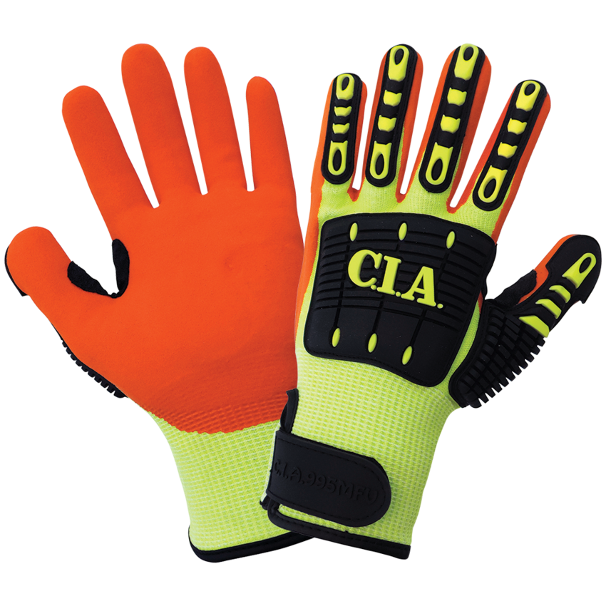 Vise Gripster® C.I.A. Cut, Abrasion, Puncture, and Impact Resistant Mach Finish Nitrile-Coated Palm High-Visibility Gloves