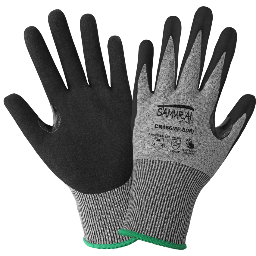 Samurai Glove&reg; Cut Resistant FDA Compliant Nitrile-Coated Tuffalene&reg; Gloves with Touchscreen Fingers
