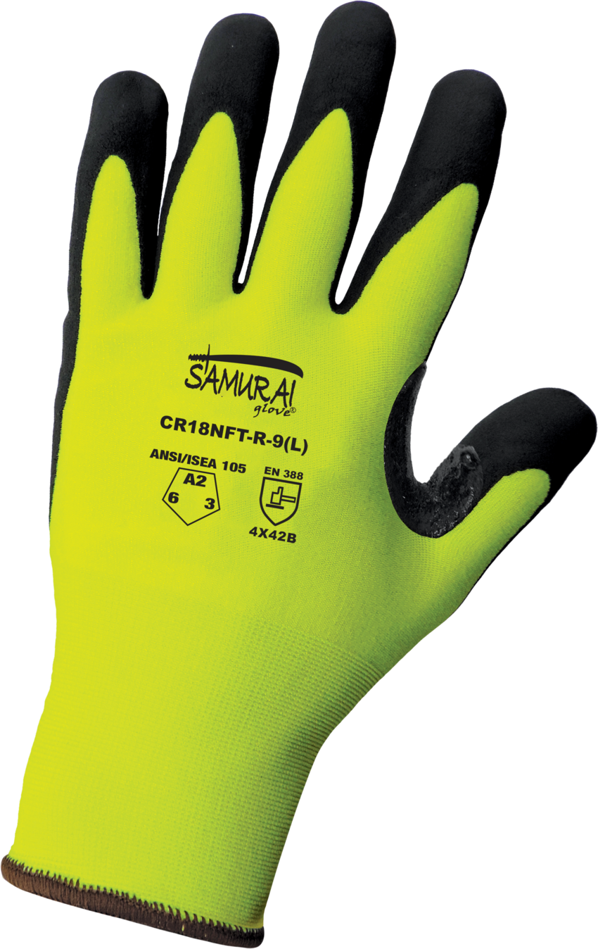 Samurai Glove® High-Visibility Cut, Abrasion, and Puncture Resistant Tuffalene® UHMWPE Gloves with Reinforced Thumb Crotch