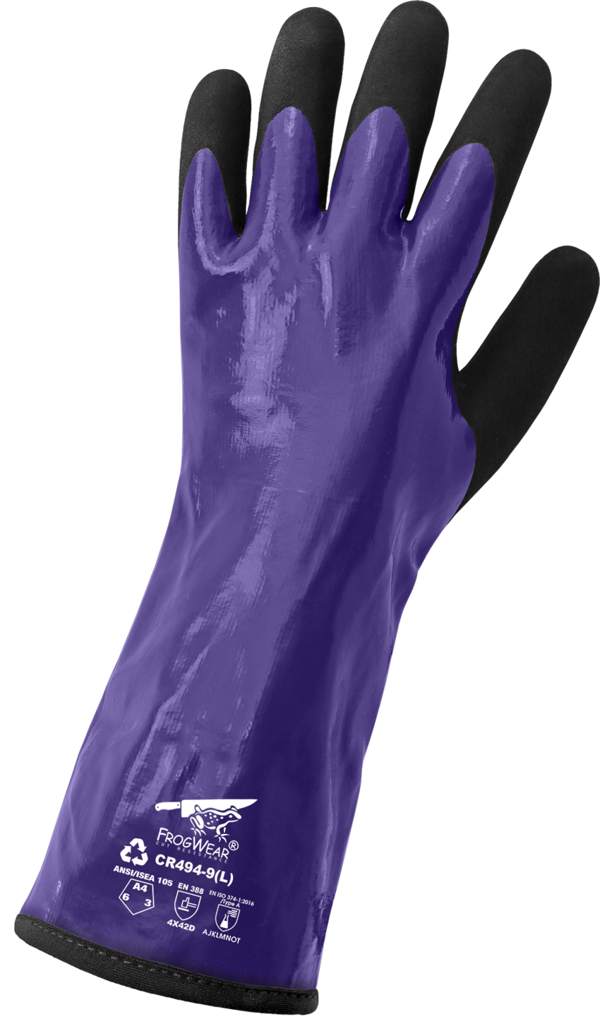 FrogWear&reg; Cut Resistance Premium Supported Double Nitrile Chemical Handling Gloves with Cut, Abrasion, and Puncture Resistance