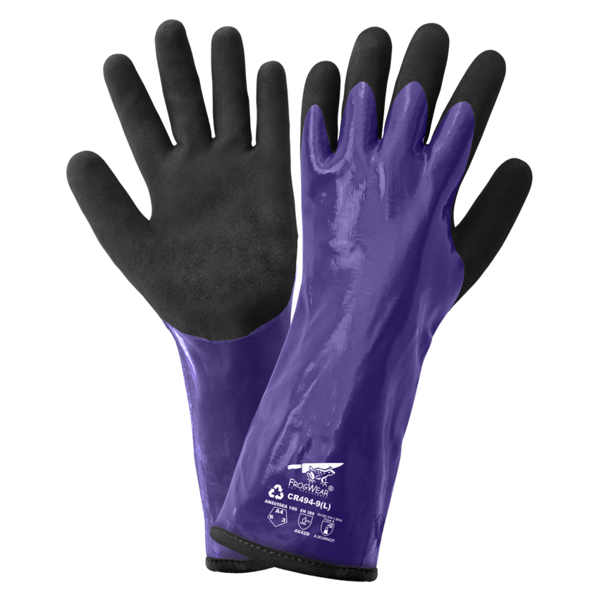 FrogWear&reg; Cut Resistance Premium Supported Double Nitrile Chemical Handling Gloves with Cut, Abrasion, and Puncture Resistance