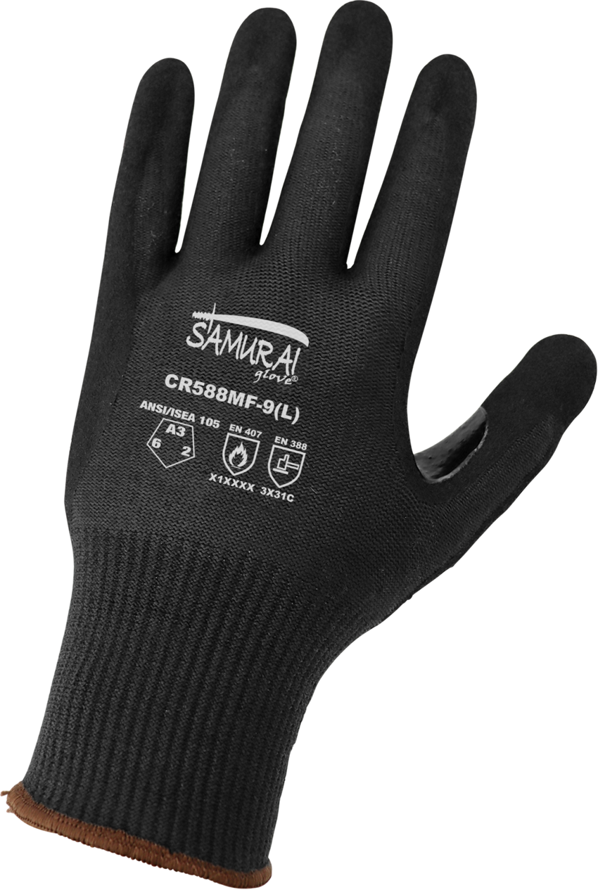 Samurai Glove® Cut, Abrasion, and Puncture Resistant Black Aralene Nitrile-Coated Gloves