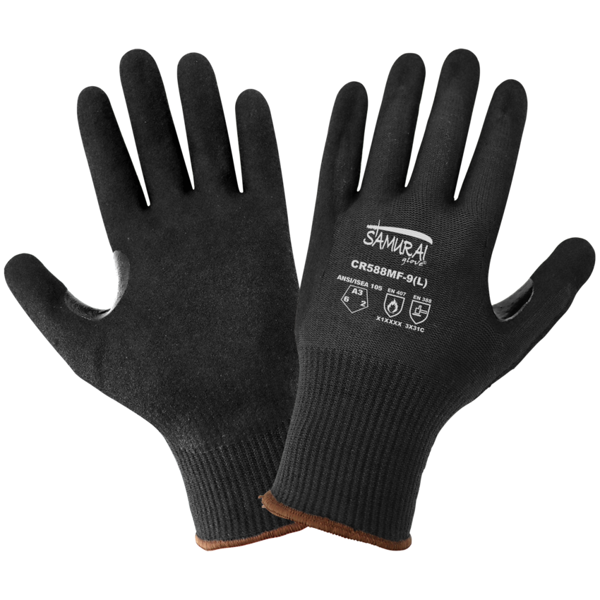 Samurai Glove® Cut, Abrasion, and Puncture Resistant Black Aralene Nitrile-Coated Gloves