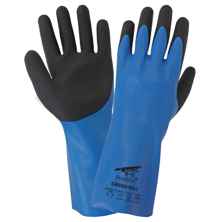 FrogWear® Double-Dipped Nitrile, Supported, Chemical Gloves with Cut, Abrasion, and Puncture Resistance