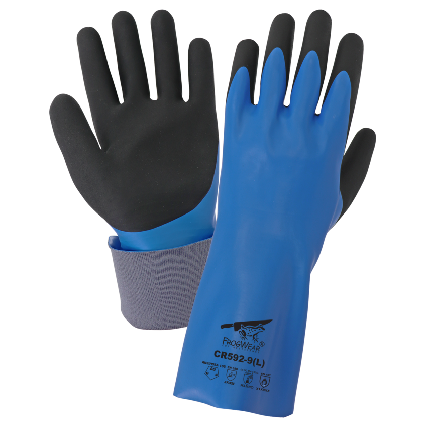 FrogWear® Double-Dipped Nitrile, Supported, Chemical Gloves with Cut, Abrasion, and Puncture Resistance