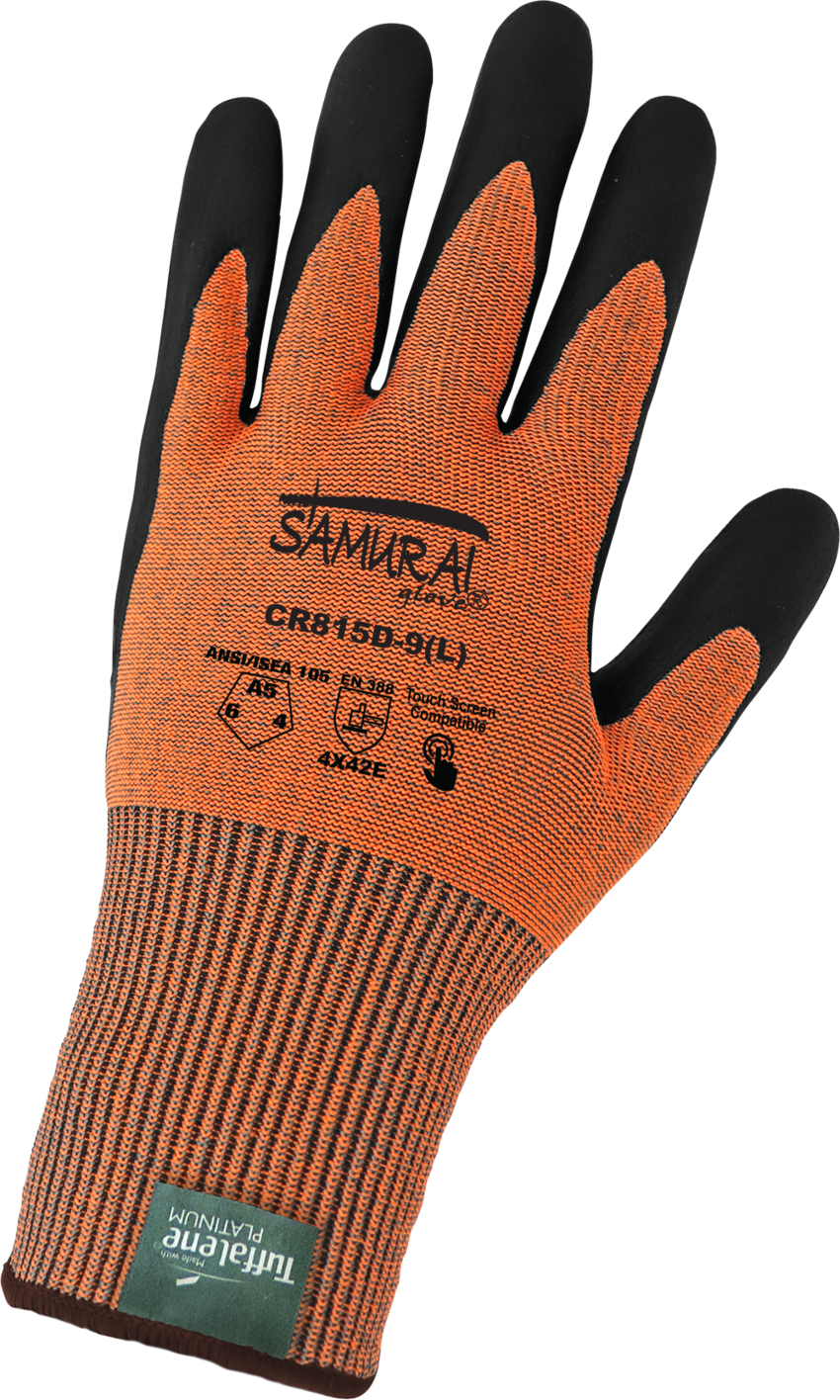 Samurai Glove® High-Visibility Cut Resistant Coated Touch Screen Gloves Made with 15-Gauge Tuffalene® Platinum