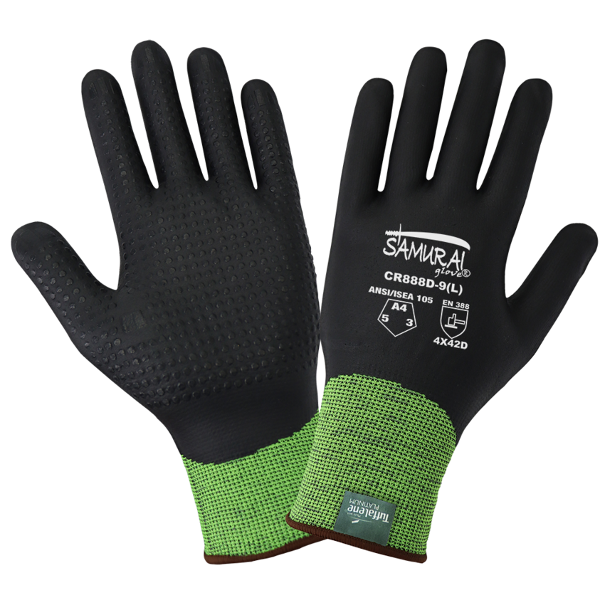 Samurai Glove® High-Visibility Cut Resistant Fully Coated Gloves Made with 18-Gauge Tuffalene® Platinum