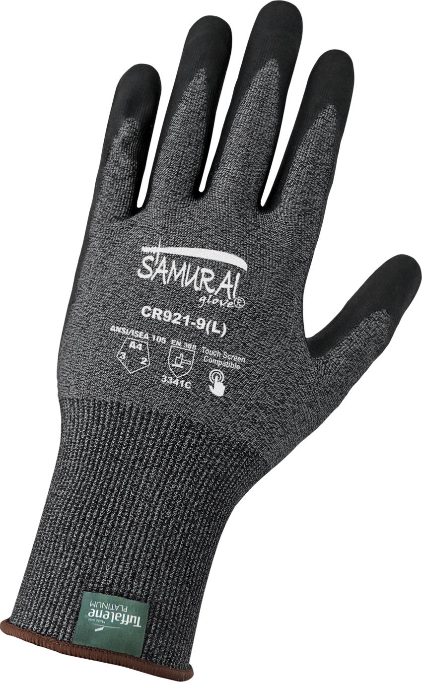 Samurai Glove® Salt-and-Pepper Cut Resistant Coated Touch Screen Gloves Made with 21-Gauge Tuffalene® Platinum