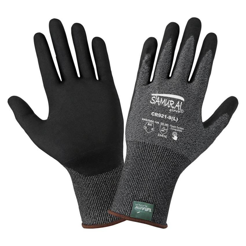 Samurai Glove® Salt-and-Pepper Cut Resistant Coated Touch Screen Gloves Made with 21-Gauge Tuffalene® Platinum