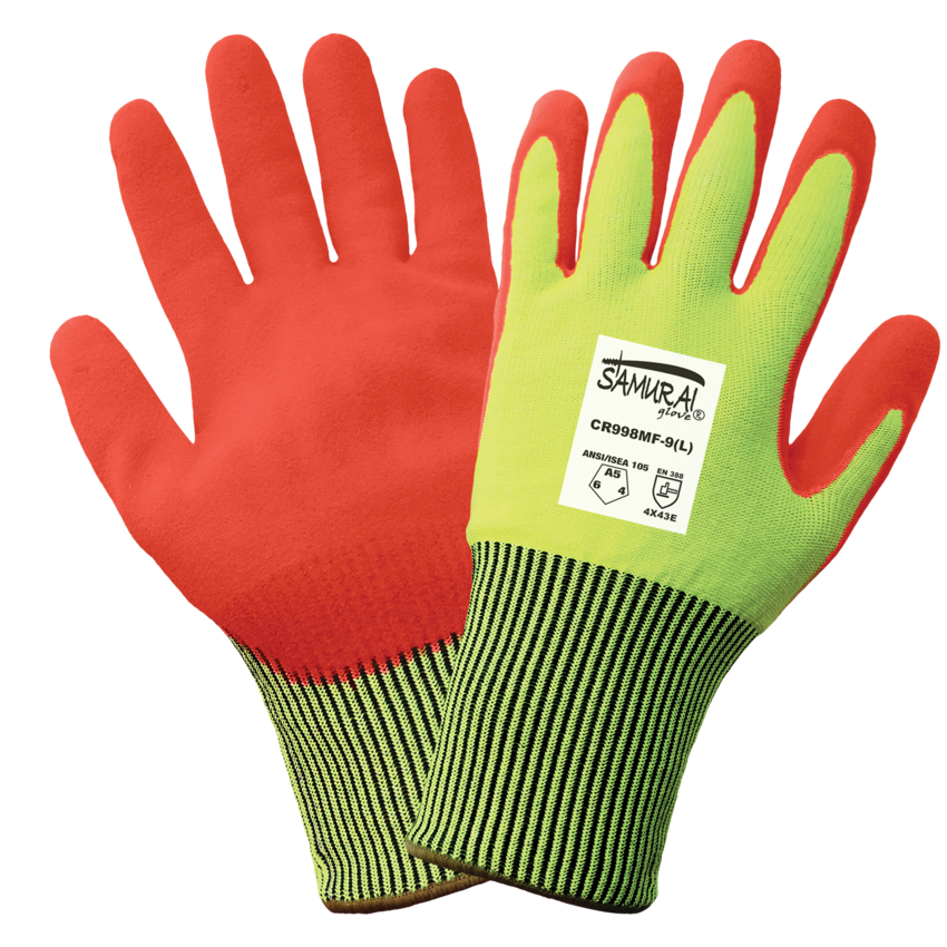 Samurai Glove® High-Visibility Cut, Abrasion, and Puncture Resistant Mach Finish Nitrile Double-Dipped Gloves - LIMITED STOCK