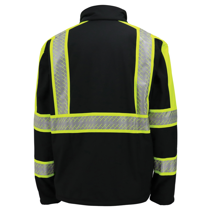 FrogWear® HV - Premium Enhanced Visibility Black Sherpa-Lined Softshell Jacket