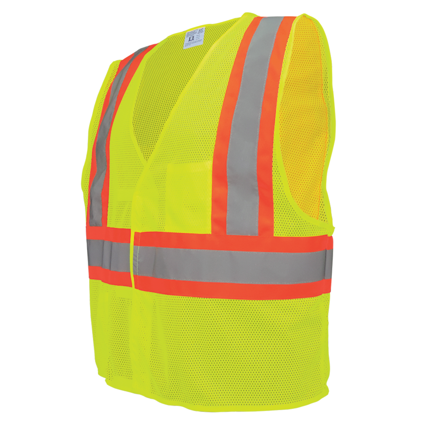 FrogWear® HV High-Visibility Yellow/Green Lightweight Mesh Vest with Orange Contrasting Trim