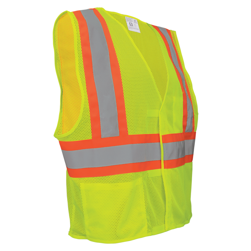 FrogWear® HV High-Visibility Yellow/Green Lightweight Mesh Vest with Orange Contrasting Trim