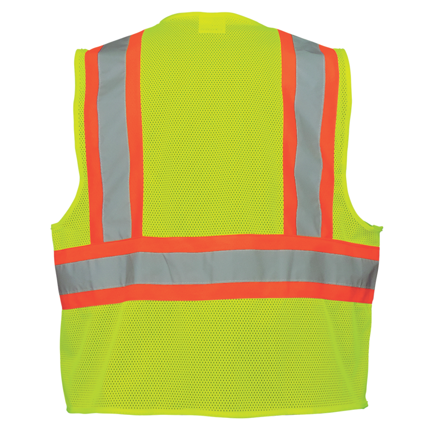 FrogWear® HV High-Visibility Yellow/Green Lightweight Mesh Polyester Vest with Contrasting Orange Trim