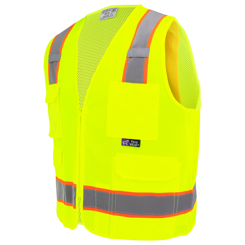 FrogWear&reg; HV Lightweight High-Visibility Yellow/Green Polyester Surveyors Safety Vest