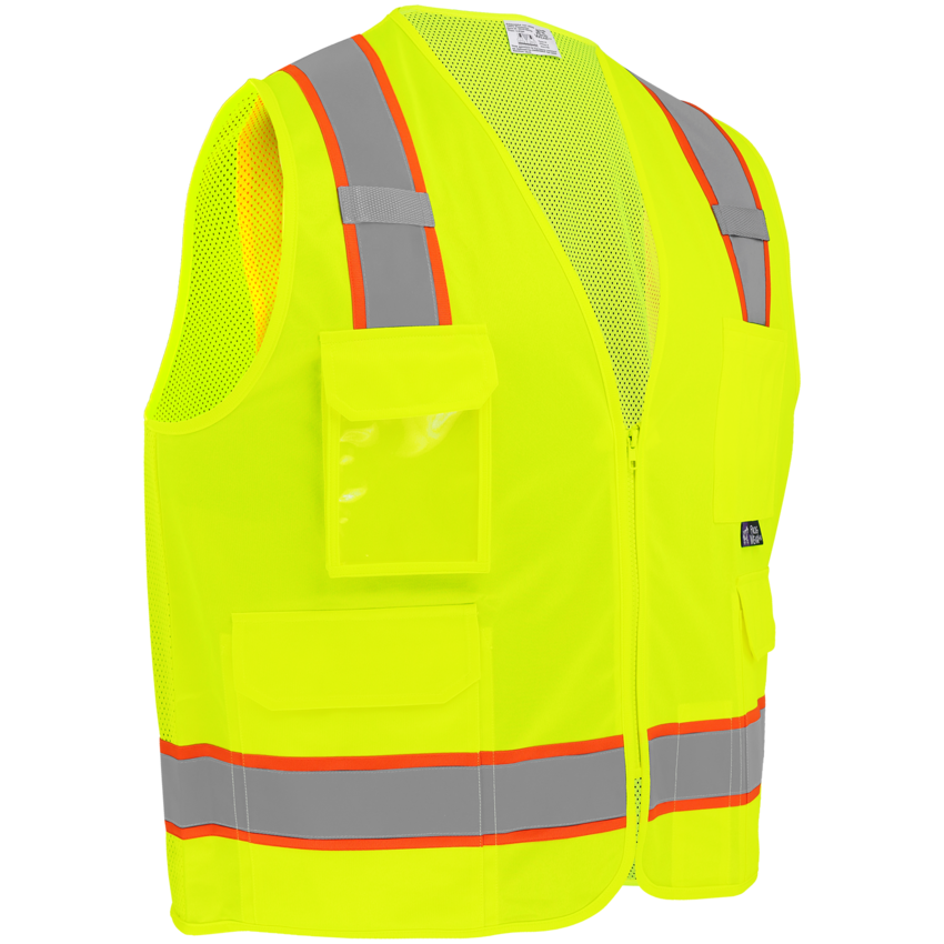FrogWear&reg; HV Lightweight High-Visibility Yellow/Green Polyester Surveyors Safety Vest