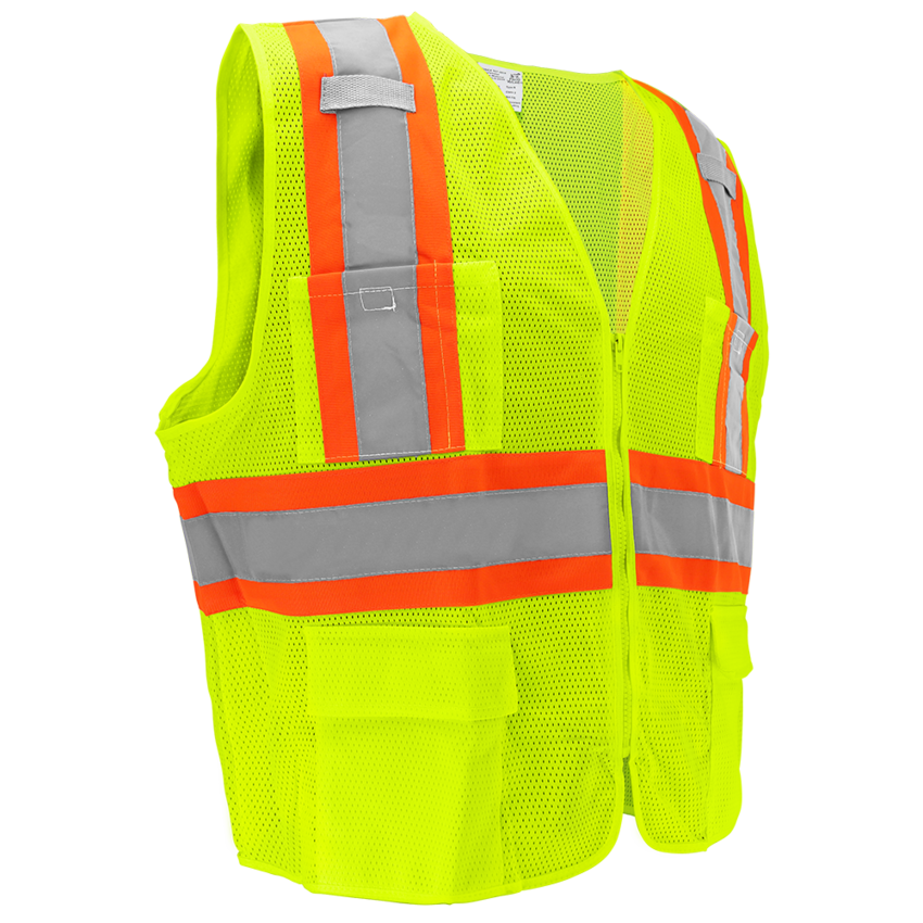 FrogWear® HV High-Visibility Yellow/Green Lightweight Mesh Surveyors Vest