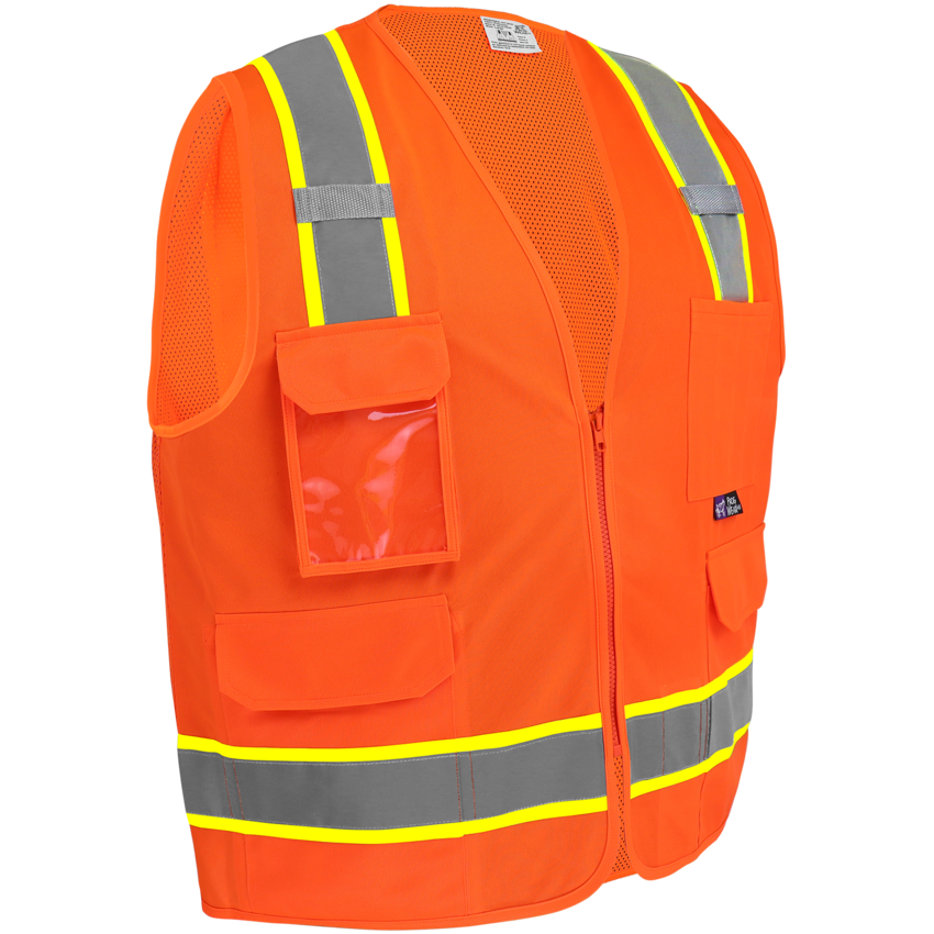 FrogWear&reg; HV Lightweight High-Visibility Orange Polyester Surveyors Safety Vest