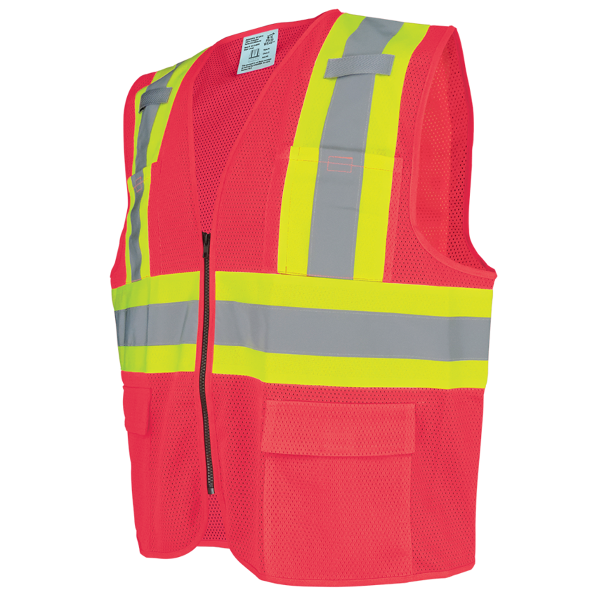FrogWear® HV Lightweight High-Visibility Red Mesh Surveyor Vest