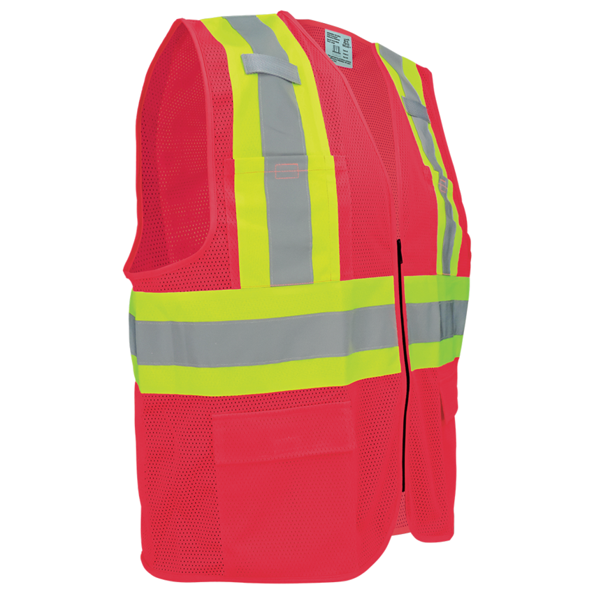 FrogWear® HV Lightweight High-Visibility Red Mesh Surveyor Vest