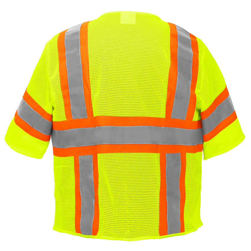 FrogWear® HV High-Visibility Mesh Polyester Surveyors Safety Vest with Sleeves