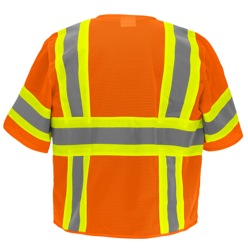 FrogWear® HV High-Visibility Orange Mesh Polyester Surveyors Safety Vest with Sleeves