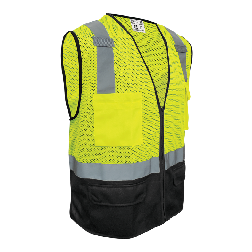 FrogWear® HV High-Visibility Polyester Solid Black Bottom Safety Vest