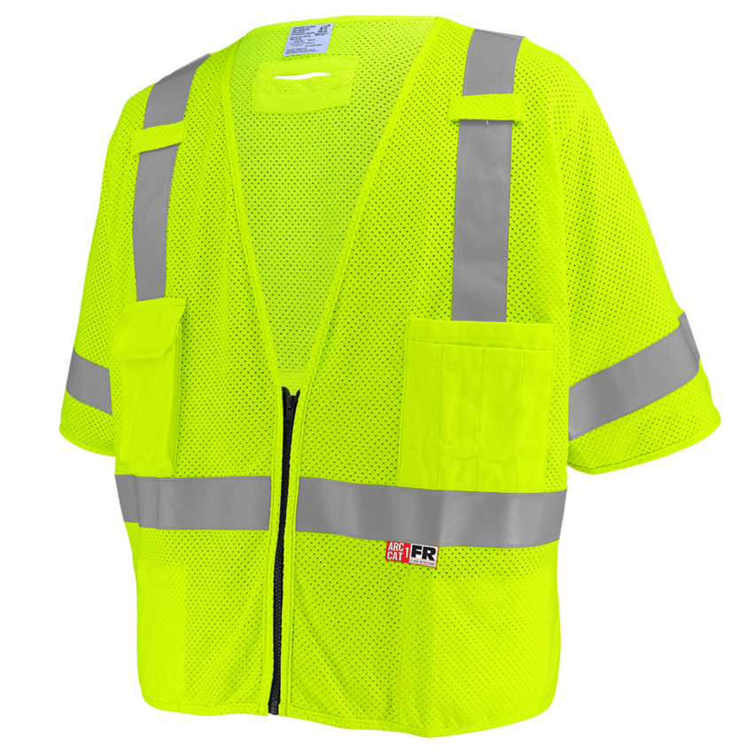 FrogWear® HV Flame-Resistant Surveyors Safety Vest with Sleeves