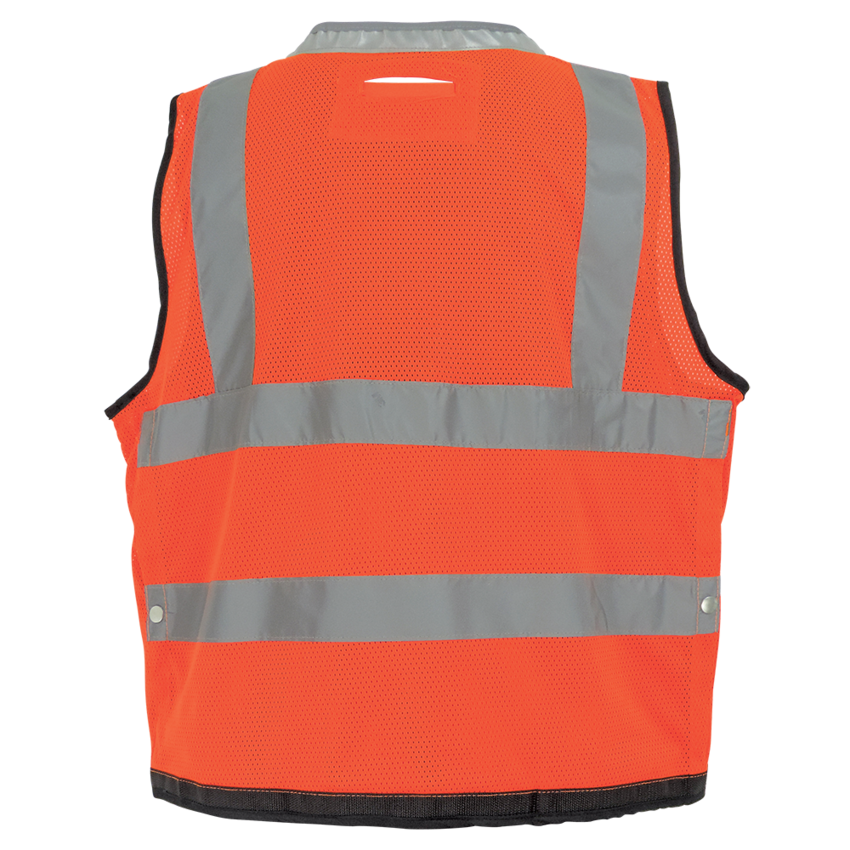 FrogWear® HV Lightweight High-Visibility Orange Mesh and Solid Surveyors Safety Vest