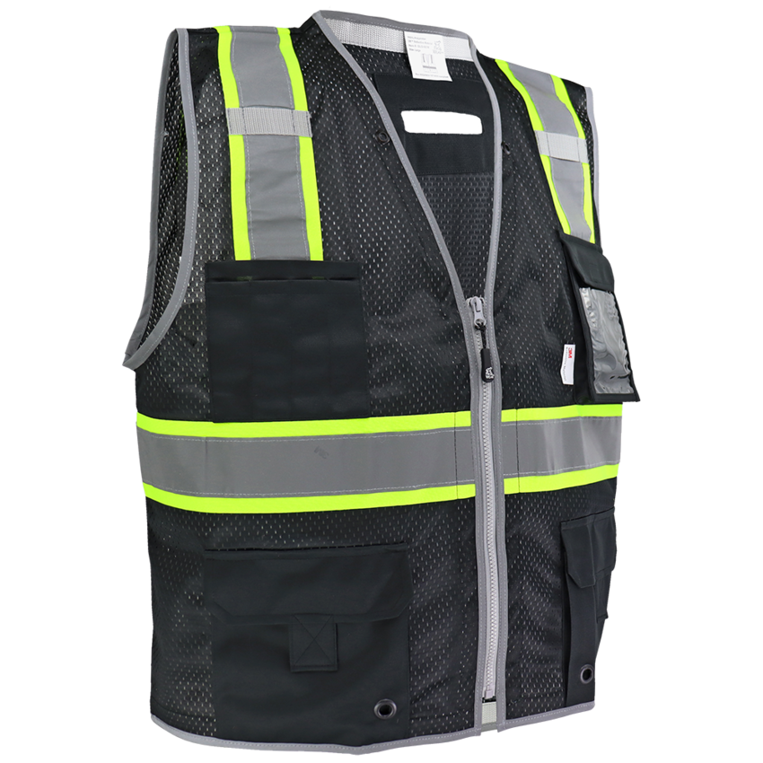 FrogWear® HV Black Enhanced Visibility Surveyors Safety Vest