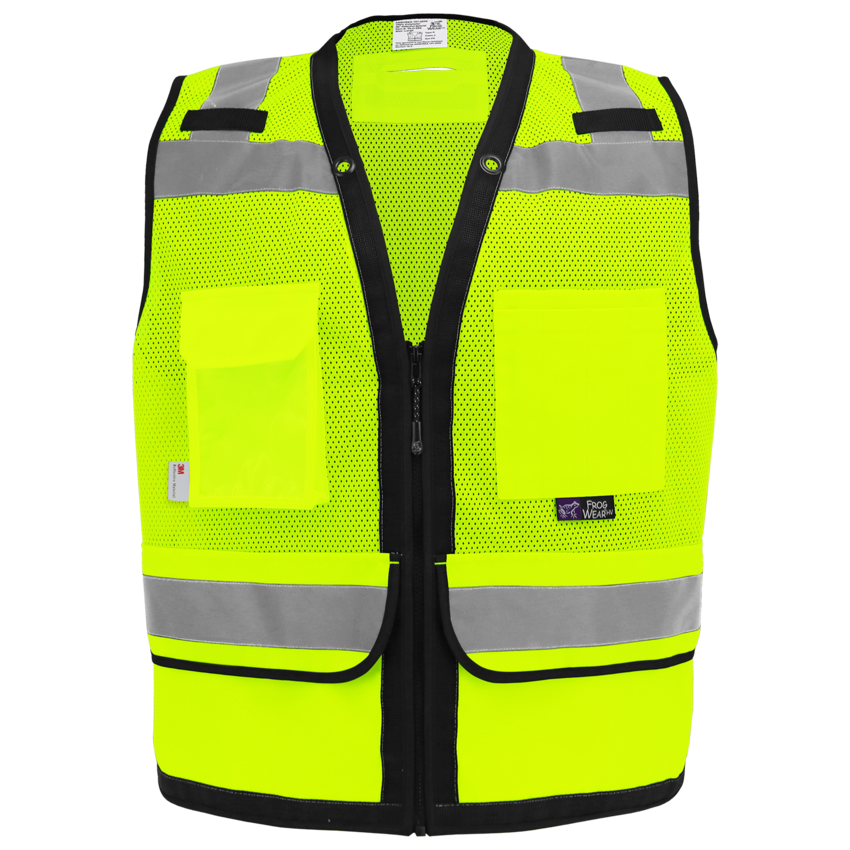 FrogWear&reg; HV Lightweight High-Visibility Yellow/Green Mesh Surveyors Safety Vest